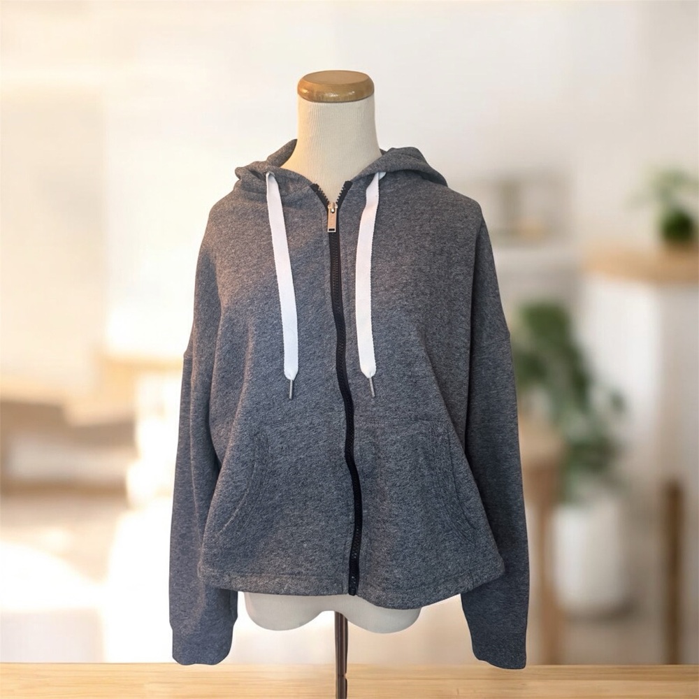 🆕 [Calvin Klein] Gray Performance Eco Fleece Zip-up Hoodie Sweatshirt Sz: XL